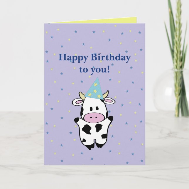 Tarjeta Feliz cumpleaños vaca (Anverso)