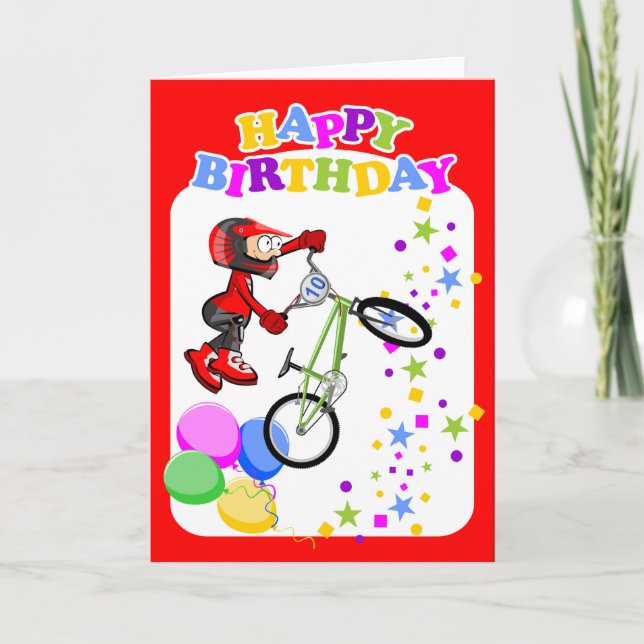 Tarjeta Feliz cumpleaños, valiente ciclista BMX (Anverso)