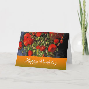 Tarjeta Feliz Cumpleaños, Van Gogh, Amapolas Rojas