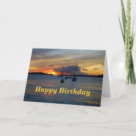 Tarjeta Feliz Cumpleaños Velero al Atardecer