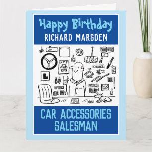 Tarjeta Feliz Cumpleaños Vendedor de Accesorios para Autos