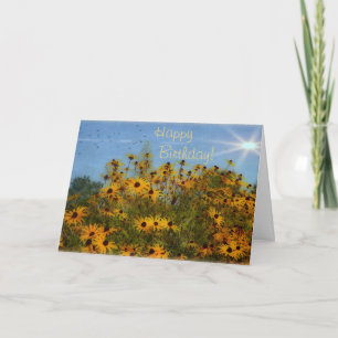 Tarjeta Feliz cumpleaños verano, Black Eyeed-Susans