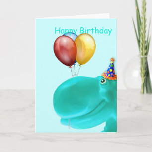 Tarjeta Feliz cumpleaños Verde azulado de Hippo