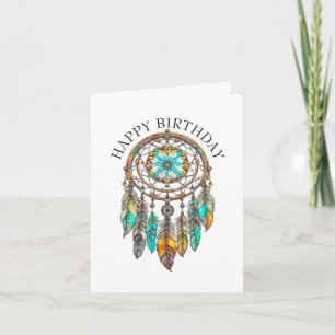 Tarjeta Feliz cumpleaños Verde azulados Dreamcatchers Myst