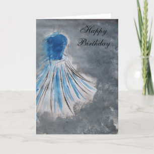 Tarjeta Feliz cumpleaños (vestido azul)