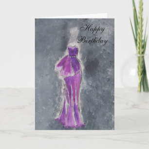 Tarjeta Feliz cumpleaños (vestido púrpura)