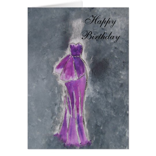 Tarjeta Feliz cumpleaños (vestido púrpura)