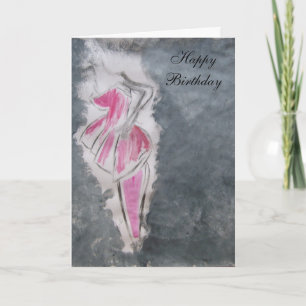 Tarjeta Feliz cumpleaños (vestido rosado)