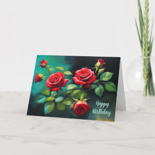Tarjeta Feliz cumpleaños Vibrante Red Roses Floral