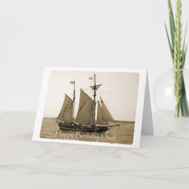 Tarjeta Feliz cumpleaños, viejo barco (Anverso)