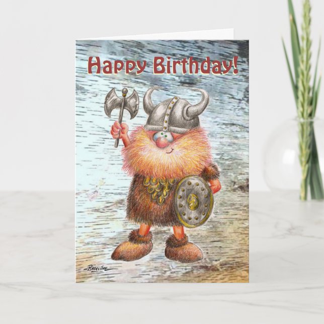 Tarjeta Feliz cumpleaños Viking Birthday Card (Anverso)