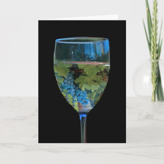 Tarjeta Feliz cumpleaños: vino y uvas (Anverso)