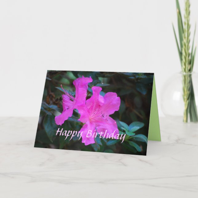 Tarjeta Feliz cumpleaños Violet Azaleas Card (Anverso)