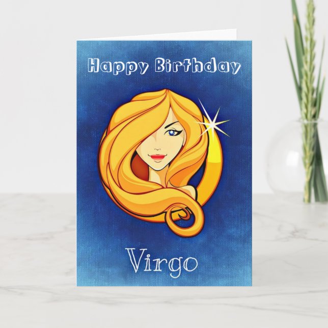 Tarjeta Feliz cumpleaños Virgo Zodiac Horoscope Virgin (Anverso)