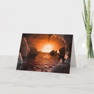 Tarjeta Feliz cumpleaños - visión desde Trappist-1f