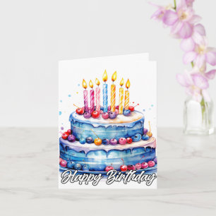 Tarjeta Feliz cumpleaños Watercolor Cake Art