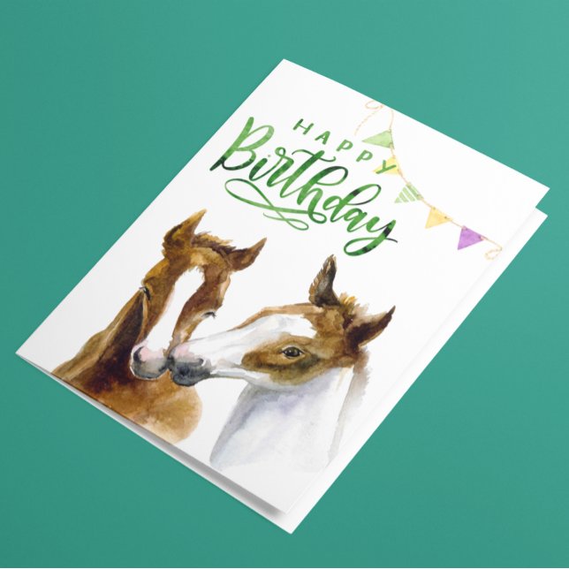 Tarjeta Feliz cumpleaños Watercolor Colt Horse (Subido por el creador)