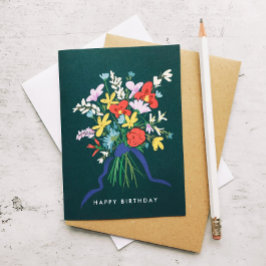 Tarjeta Feliz cumpleaños Watercolor Floral Bouquet