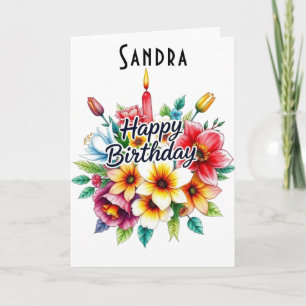 Tarjeta Feliz cumpleaños Watercolor Floral Bouquet Card