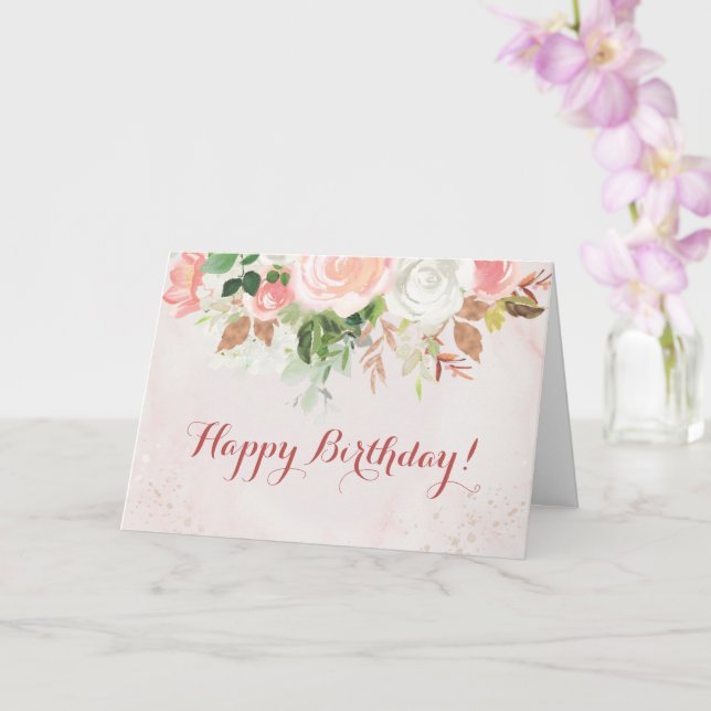 Tarjeta Feliz cumpleaños Watercolor Floral Rosa (Orquídea)