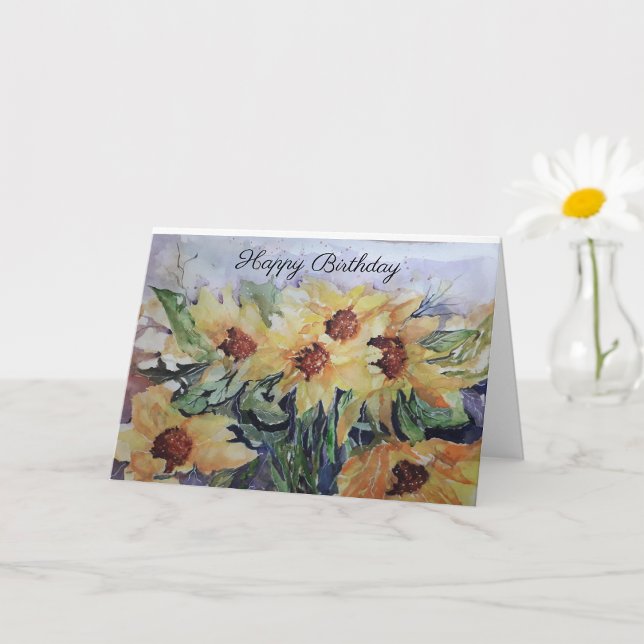 Tarjeta Feliz cumpleaños Watercolor Sunflowers (Subido por el creador)