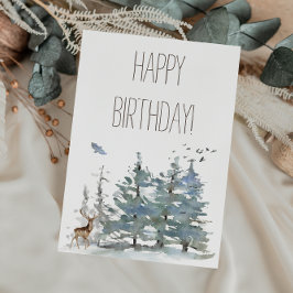Tarjeta Feliz cumpleaños Watercolor Woodland Forest