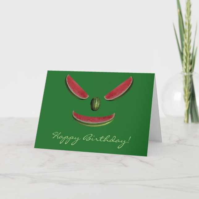 Tarjeta Feliz cumpleaños Watermelon Face (Anverso)
