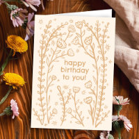 Feliz cumpleaños Whimsical Floral Sketch Doodle Cu
