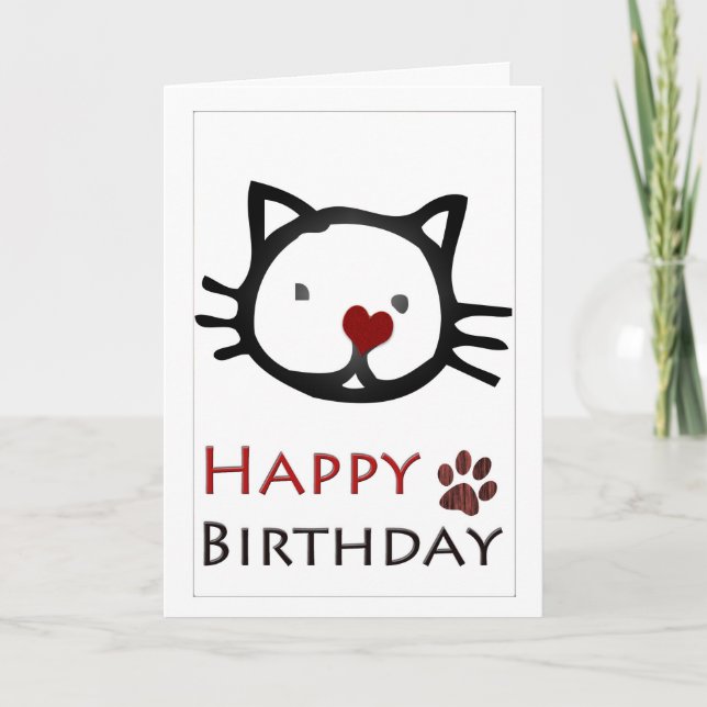 Tarjeta Feliz cumpleaños White Cats Paws (Anverso)