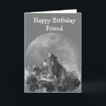 Tarjeta Feliz cumpleaños Wild & Crazy Friend Watercolor Wo<br><div class="desc">Divertido Feliz Cumpleaños Amigo por el Salvaje y Loco con lobos acuarelas gritando en la luna llena</div>