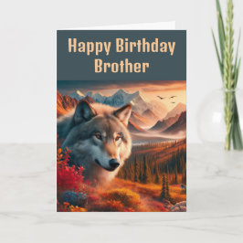 Tarjeta Feliz cumpleaños Wolf al atardecer