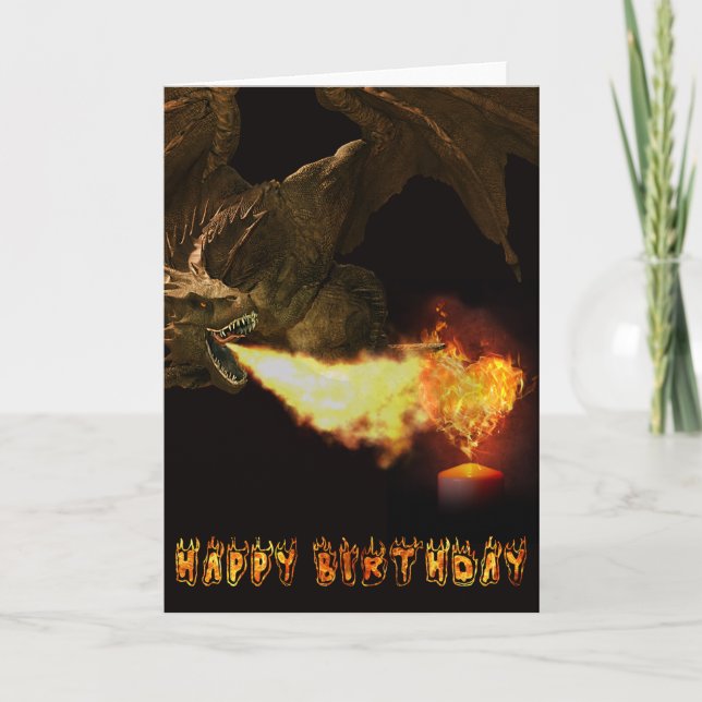 Tarjeta Feliz cumpleaños Wyvern Dragon Lover Fire (Anverso)