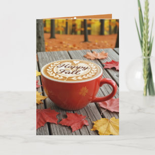 Tarjeta Feliz cumpleaños y caída de la Copa de Café Rojo