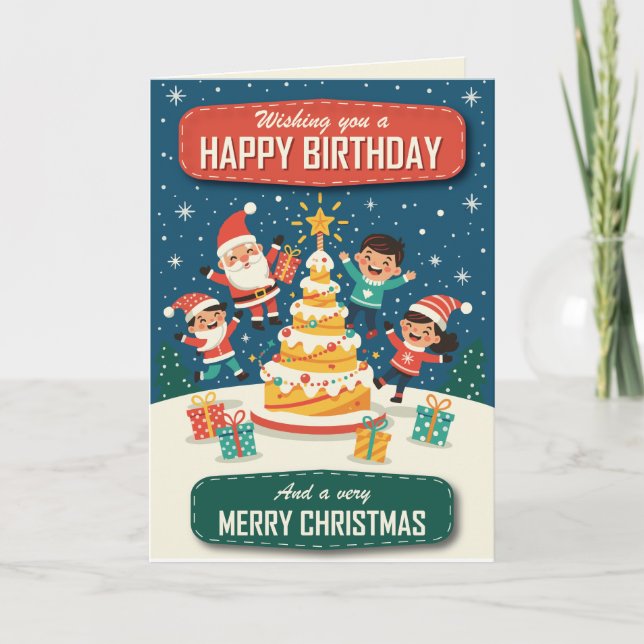 Tarjeta Feliz cumpleaños y Feliz Navidad (Anverso)