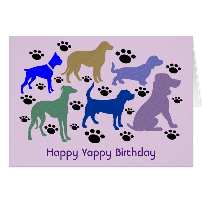 Tarjeta "Feliz cumpleaños Yappy" para muchos perro (Anverso (Horizontal))