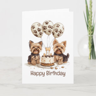 Tarjeta Feliz cumpleaños Yorkie Dogs