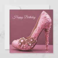 Feliz cumpleaños, zapatos de moda rosados de tacón