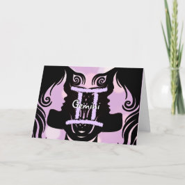 Tarjeta Feliz cumpleaños Zodiac Rótulo Gemini