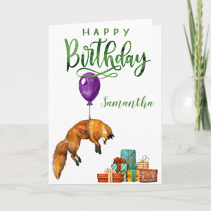 Tarjeta Feliz Cumpleaños Zorro Bonito Personalizado 