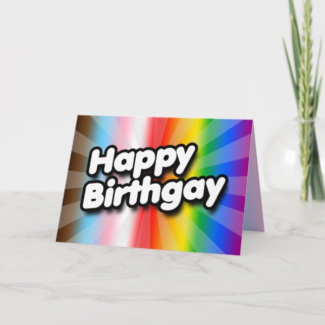 Tarjeta Feliz Cumplegay (Orgullo Progresista) (Anverso)