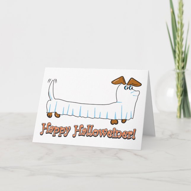 Tarjeta Feliz Dachshund de Halloween (Anverso)