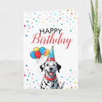 Feliz dálmata con globos cumpleaños