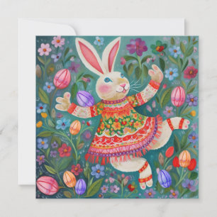 Tarjeta Feliz Danza Conejo de Pascua