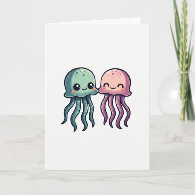 Tarjeta Feliz de Amigos Medusas (Anverso)