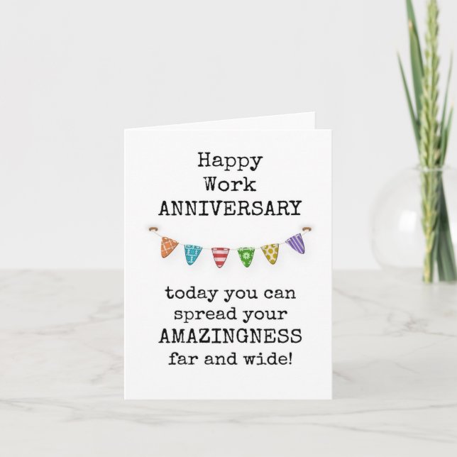 Tarjeta feliz de aniversario de trabajo, divertida (Anverso)