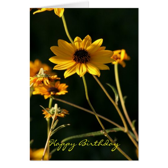 Tarjeta feliz de Birthda de la flor amarilla