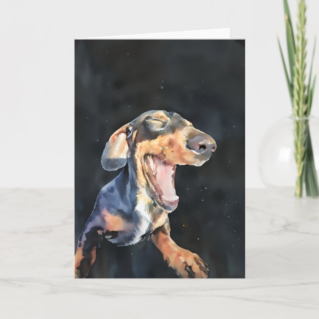 Tarjeta feliz de Dachshund (en blanco) (Anverso)