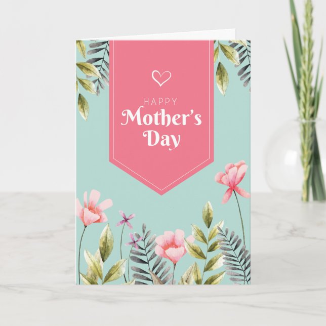 Tarjeta feliz de flores del día de la madre (Anverso)