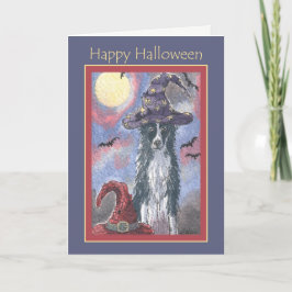 Tarjeta feliz de Halloween, asistente para perros