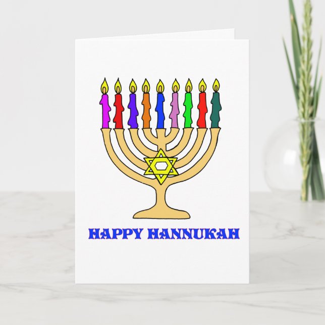 Tarjeta feliz de Hannukah Menorah (Anverso)